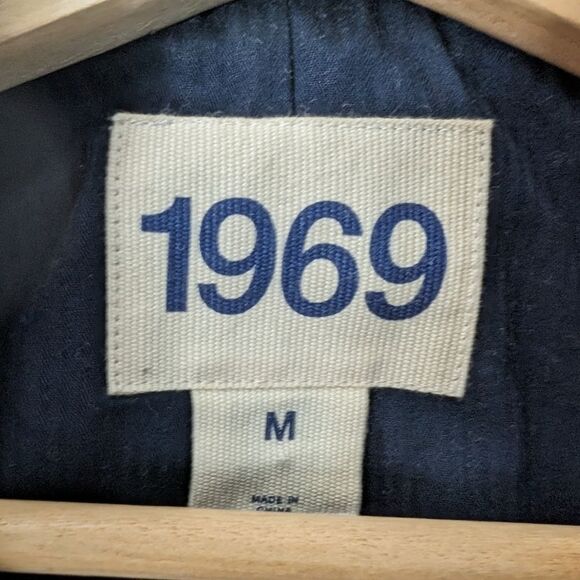 Gap thick Wool blend double breasted bomber coat Indigo Blue sz M bell s… - Picture 6 of 12